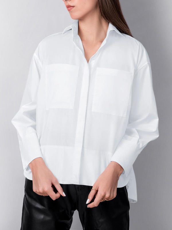 Non-iron "Formal" oversized white shirt - Auréline Atelier