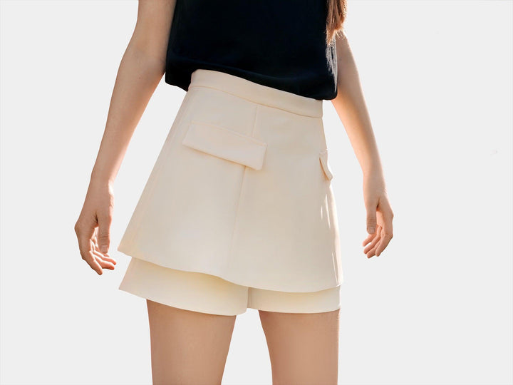 Short trouser-skirt with flap pockets - AURÉLINE