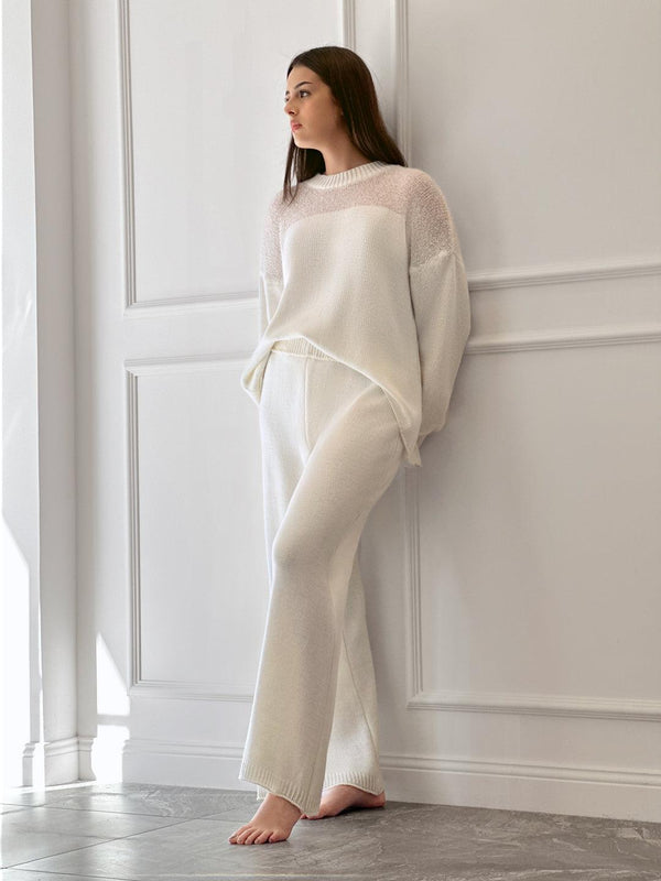 Merino Wool Knitted Trousers “Charlotte” - Auréline Atelier