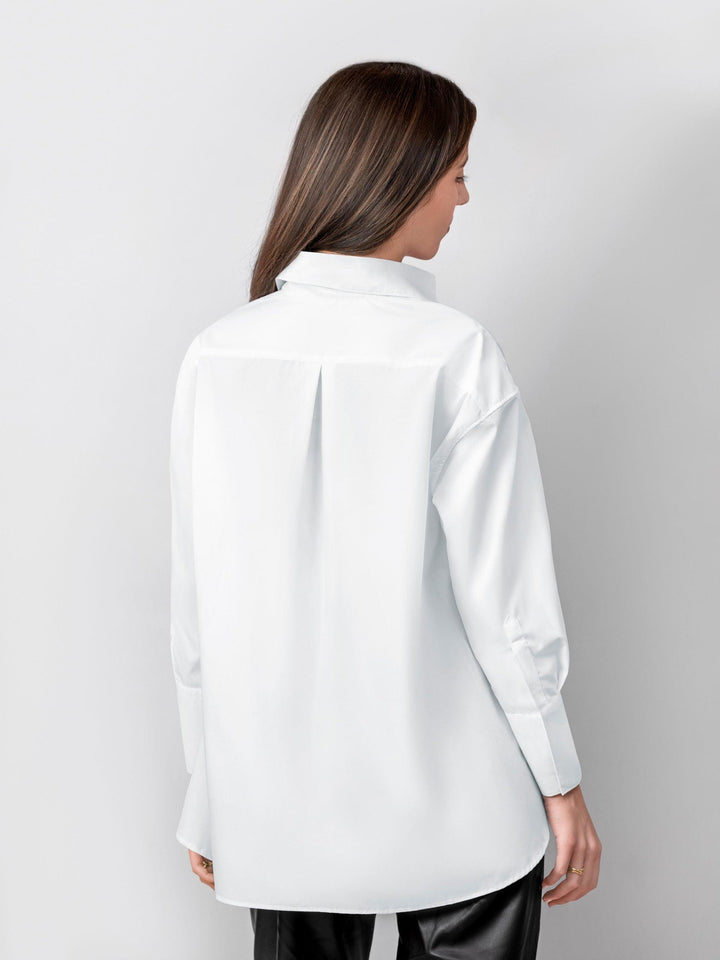 Non-iron "Casual" oversized white shirt - Auréline Atelier