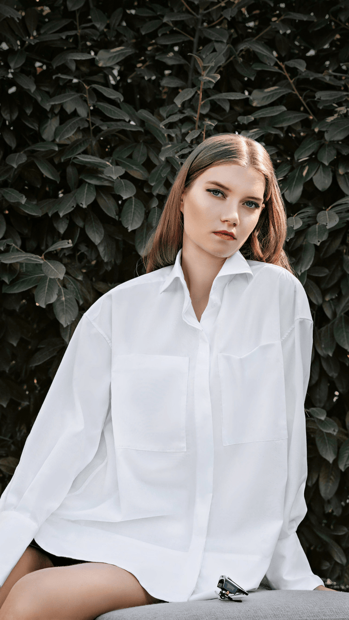 Non-iron "Formal" oversized white shirt - Auréline Atelier