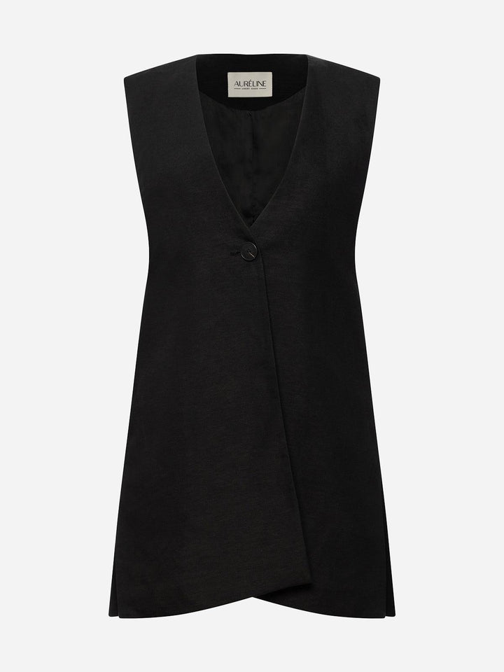 Linen Vest "Le Noir" - AURÉLINE