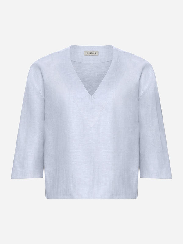 Linen V Neck Shirt "Monaco" - AURÉLINE