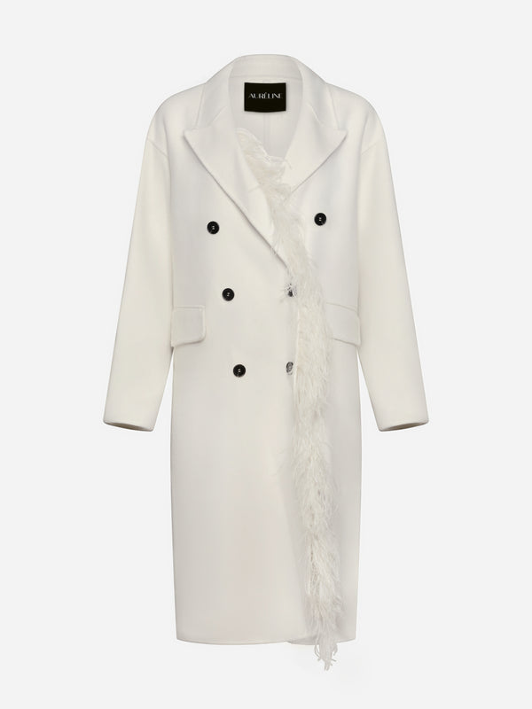 Палто с Щраусови Пера "Anne" от 100% Вълна