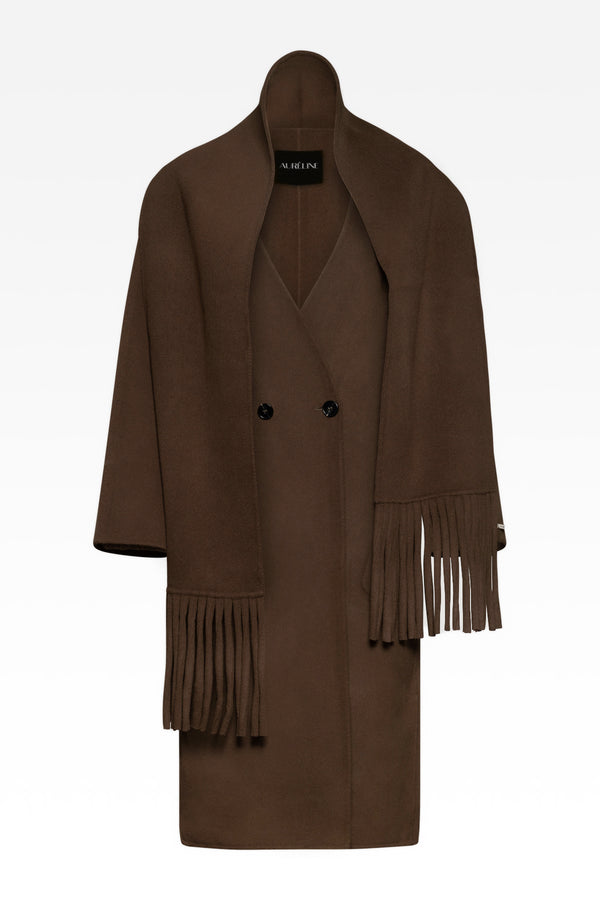 Вълнено Палто с Шал "Jules" - Кафяво