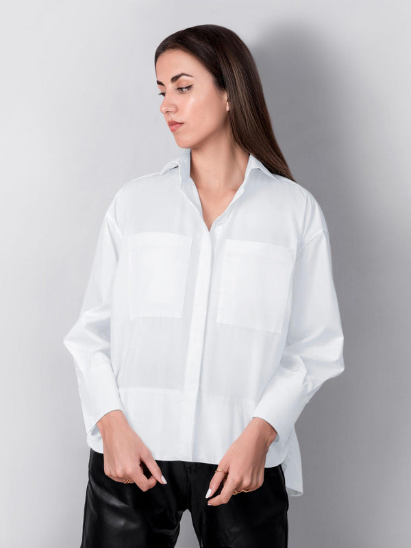 Non-iron "Formal" oversized white shirt - Auréline Atelier