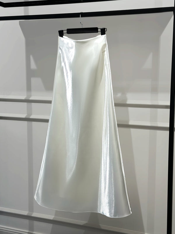 Maxi Organza Bias Skirt - Pearl