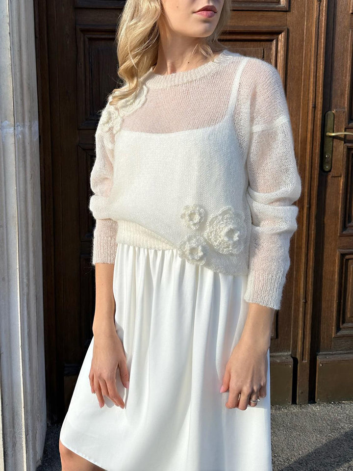 Mohair Jumper with Flowers - Auréline Atelier