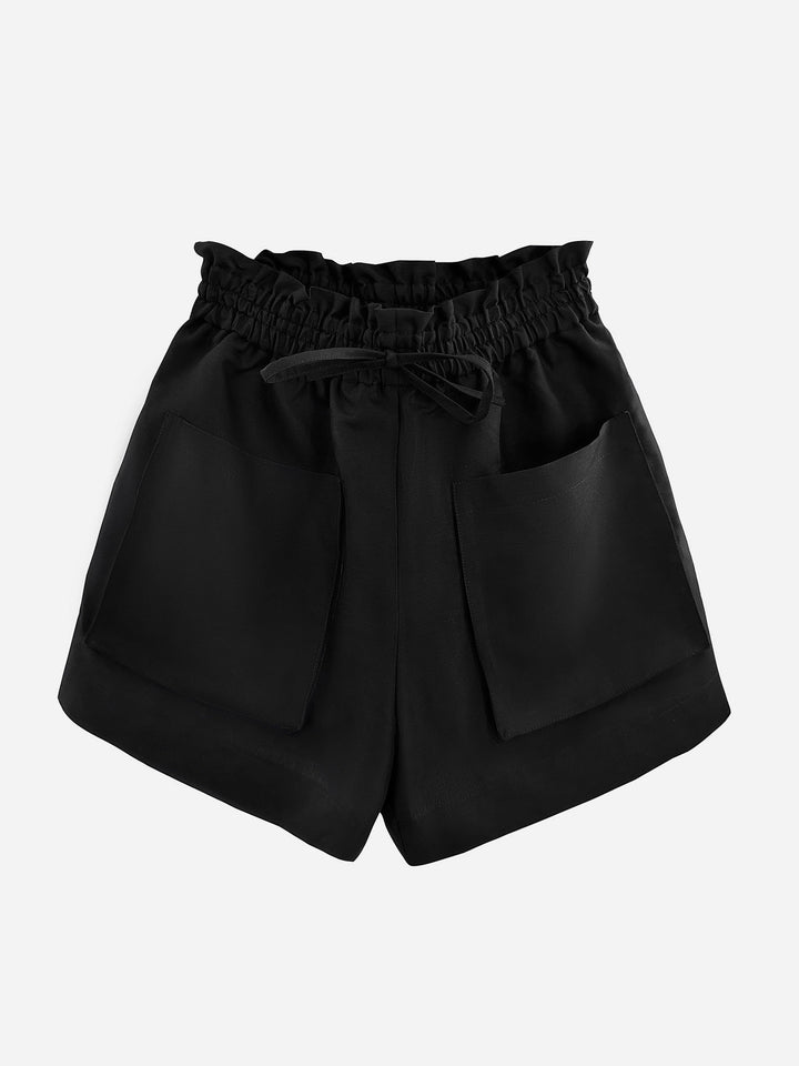 Linen Paperbag Shorts "Le Noir" - AURÉLINE