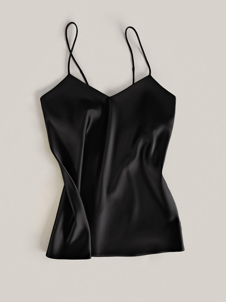 Satin Cami Top - Black - Auréline Atelier