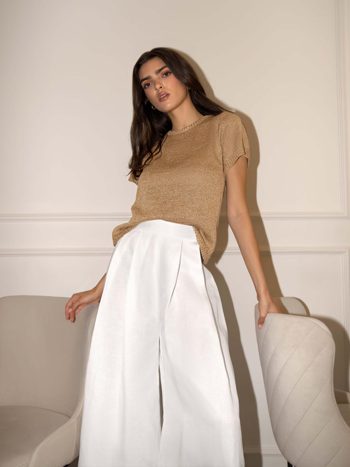 Linen Wide Trousers "Le Blanc" - AURÉLINE