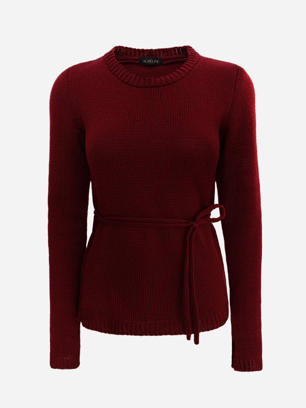 100% Cashmere Crew Neck Pullover - Burgundy