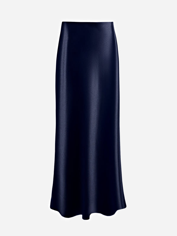 Maxi Satin Bias Skirt - Dark Blue