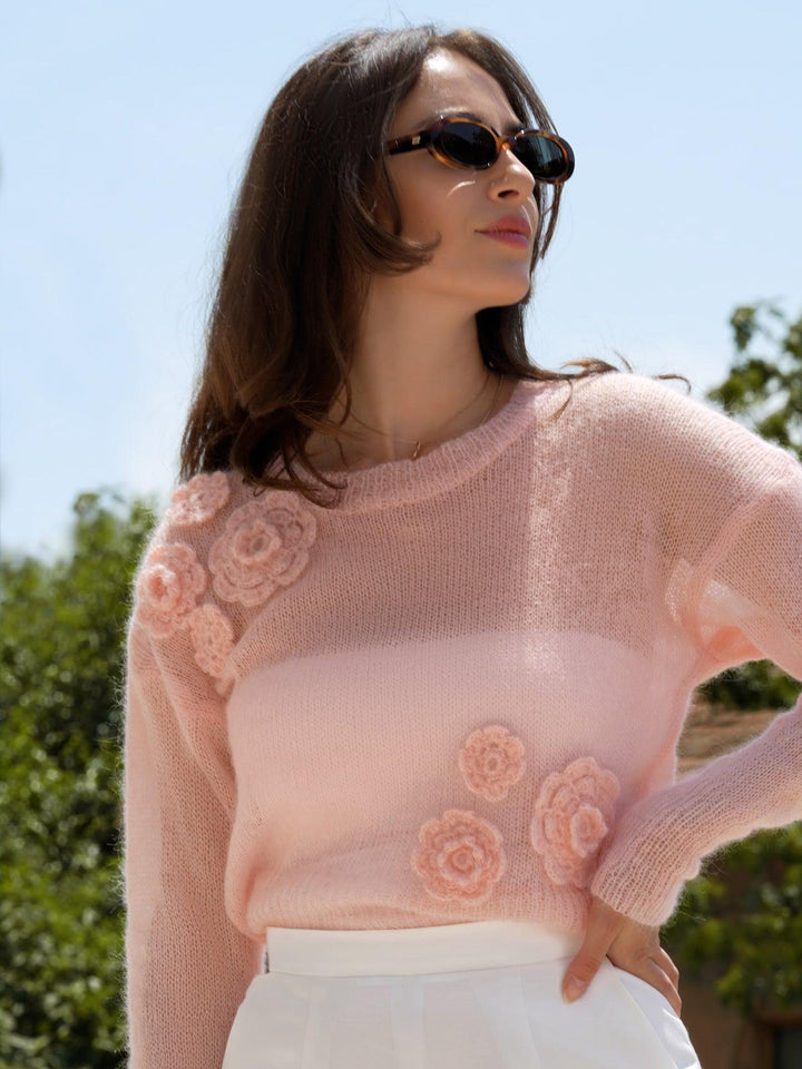 Mohair Jumper with Flowers - AURÉLINE