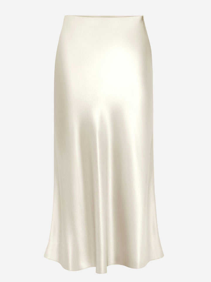 Satin Bias Skirt - Ivory - AURÉLINE