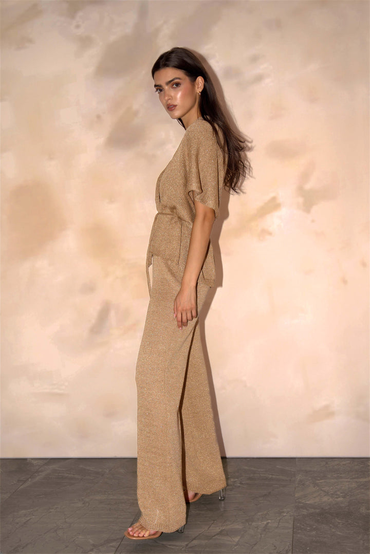 Knitted Trousers in Gold "Aureline" - AURÉLINE