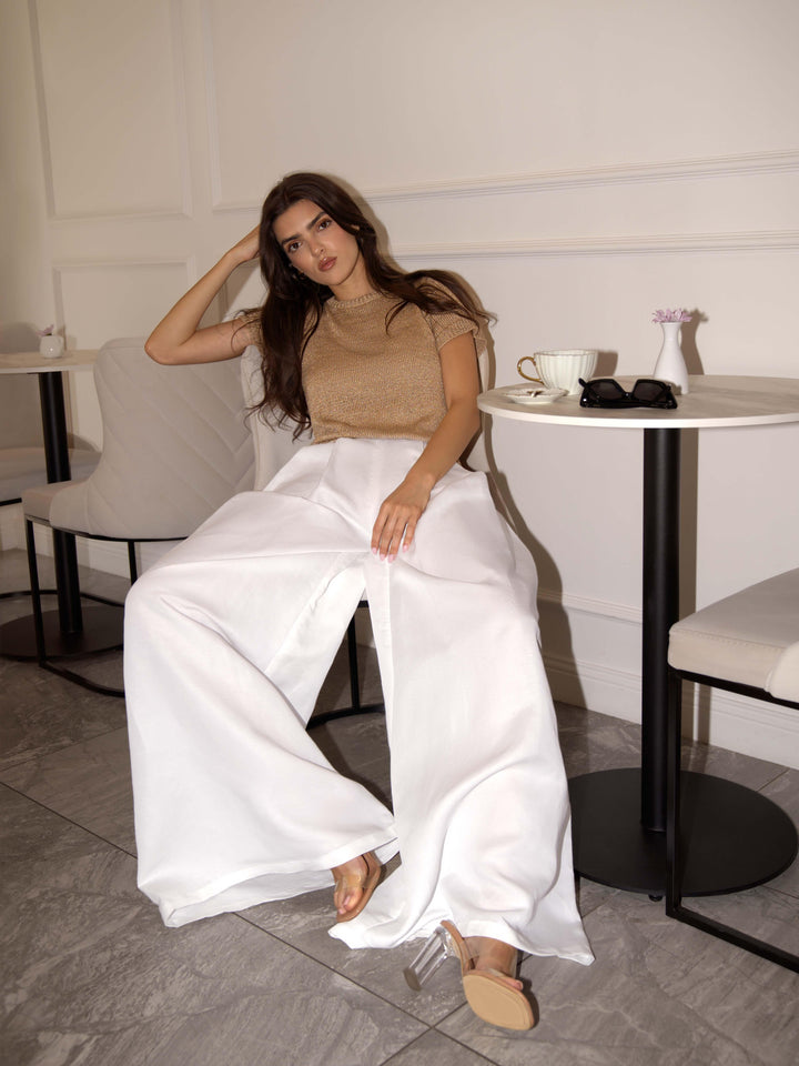 Linen Wide Trousers "Le Blanc" - AURÉLINE